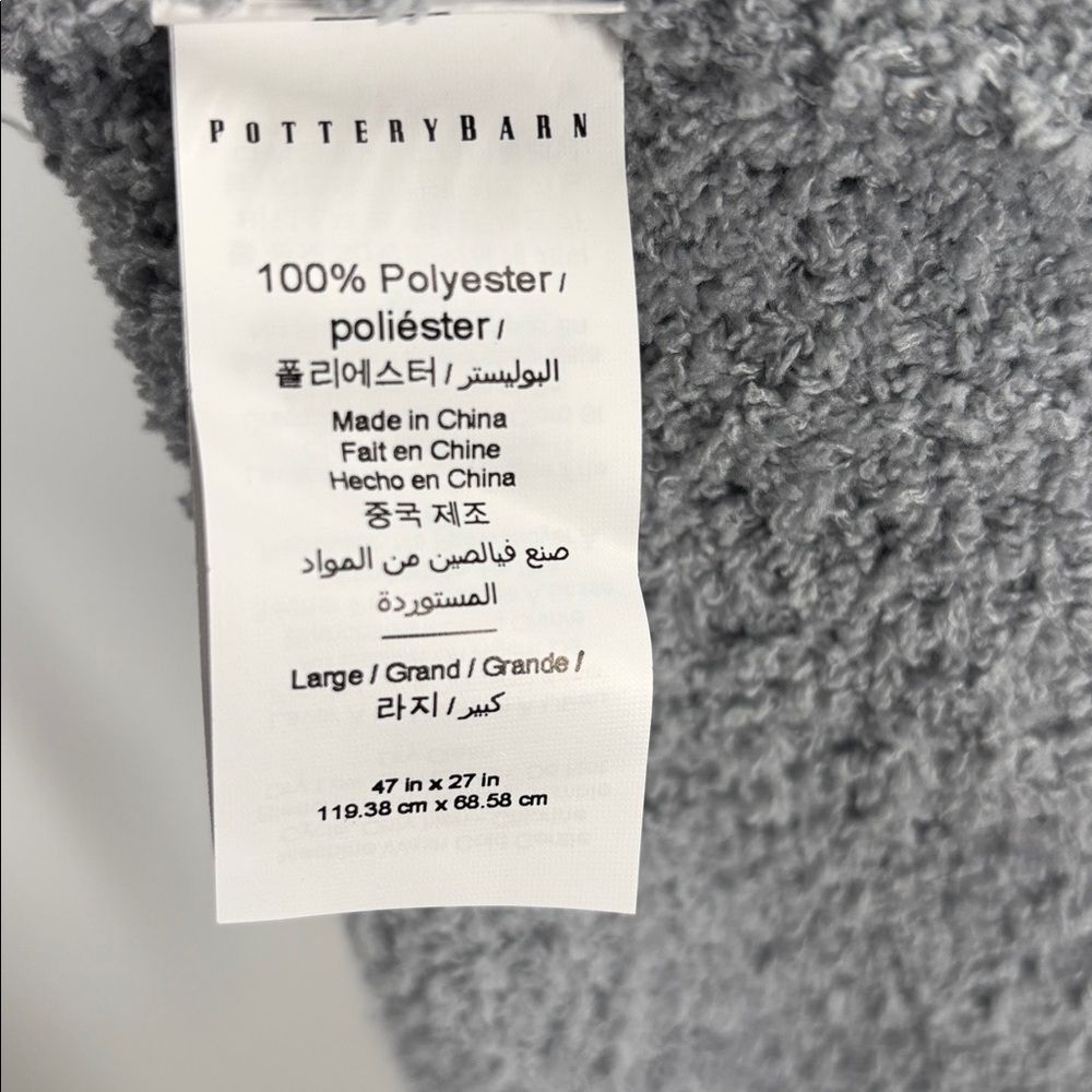 Pottery Barn Teddy Robe Grey Size Large - Picture 7 of 13